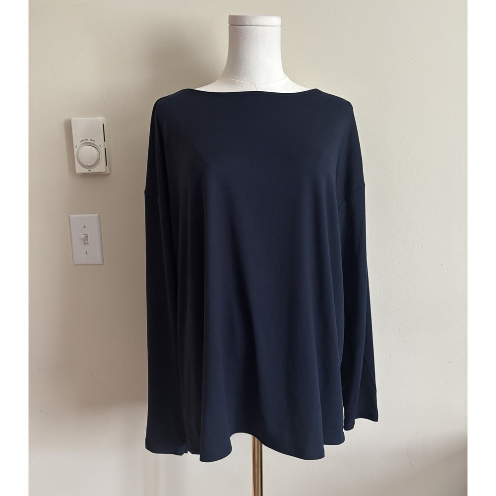 NWT J Jill Fit Cross Back Top Womens Medium Blue Athleisure Stretch Casual Cute